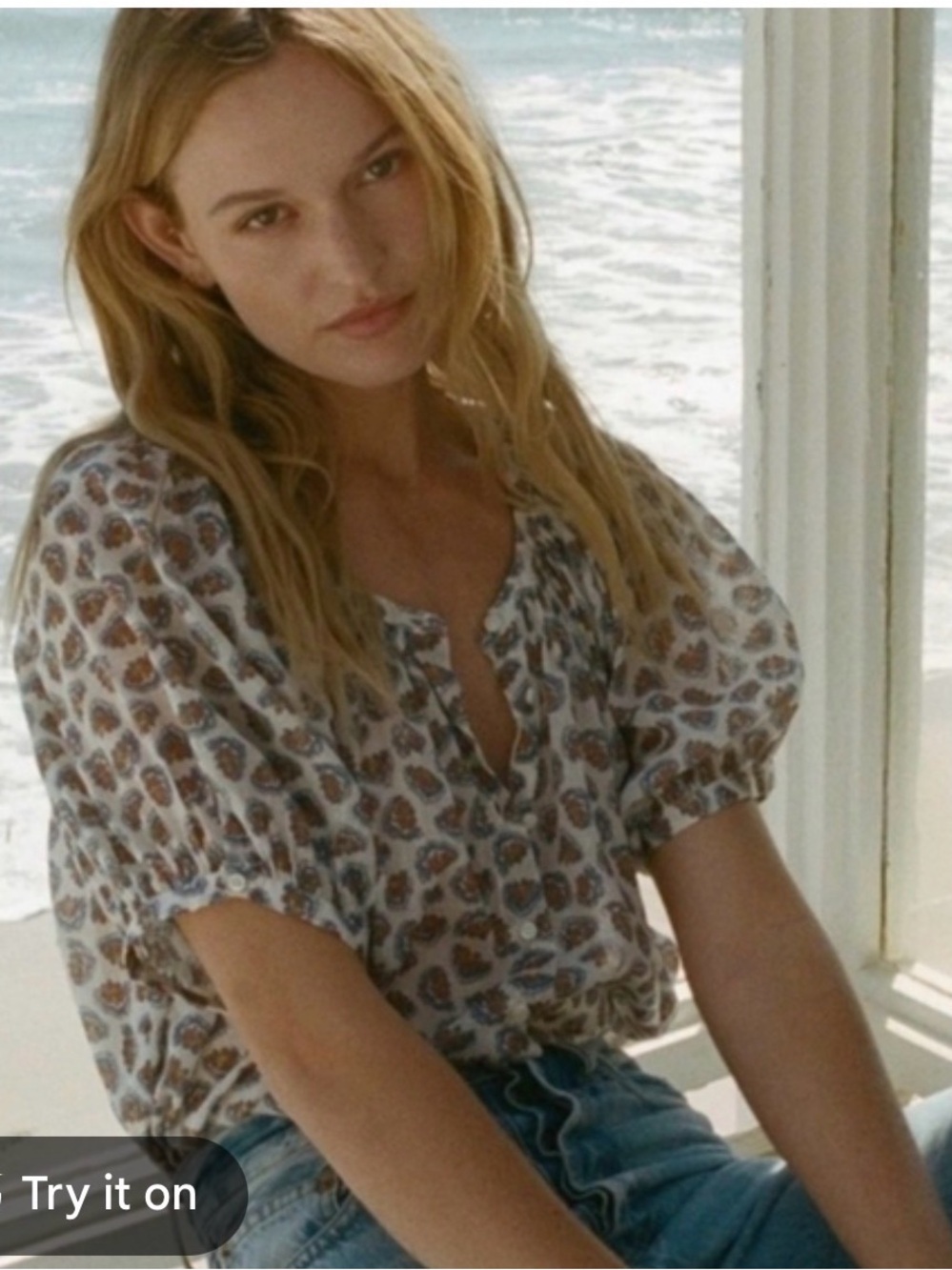 Doen June top in sea salt paisley Size XS
